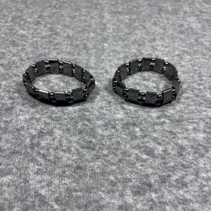 Hematite Stretch Beaded Bracelet Duo